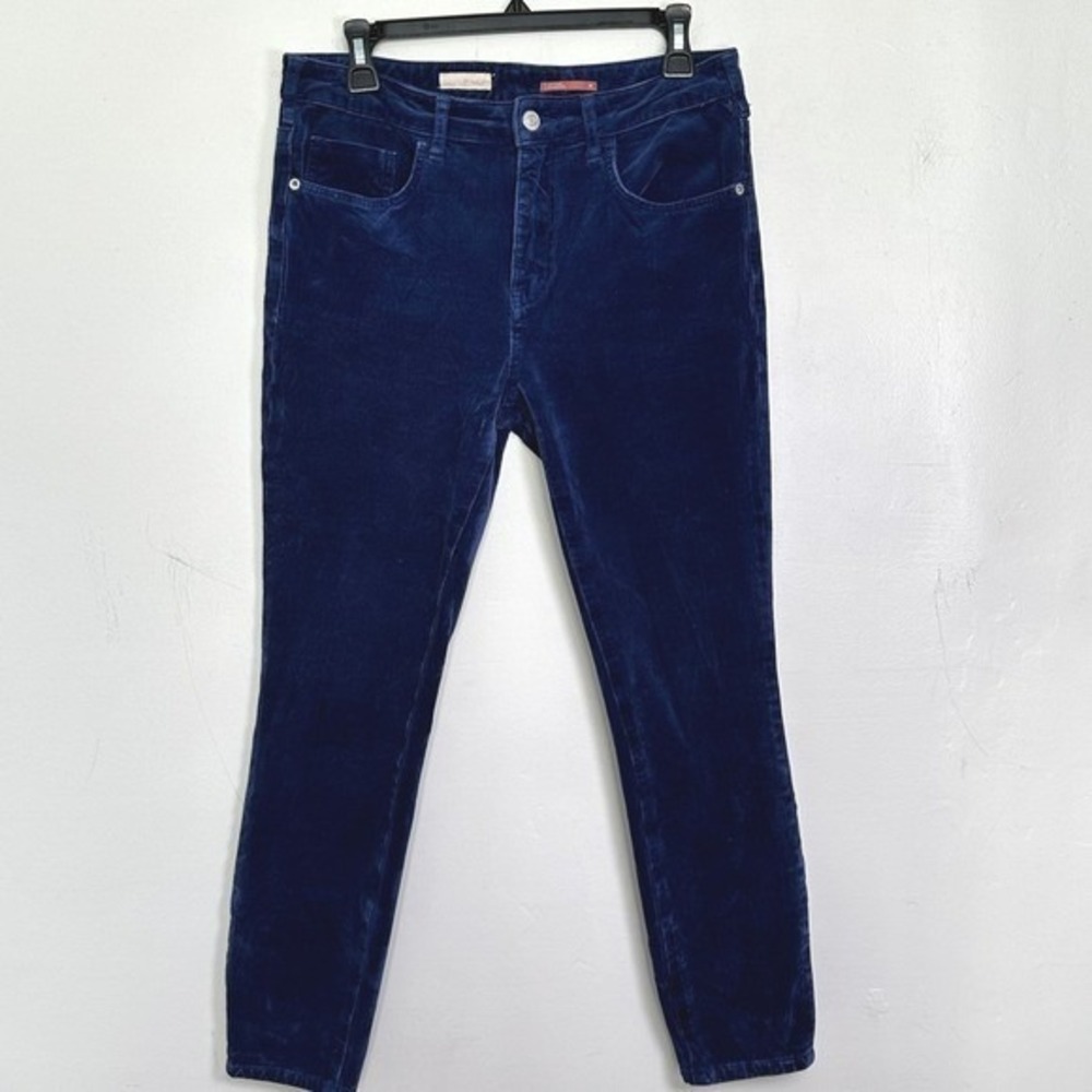 Pilcro Navy Velvet‎ Corduroy High Rise Skinny Pants SZ 30 Soft Luxe Winter Chic